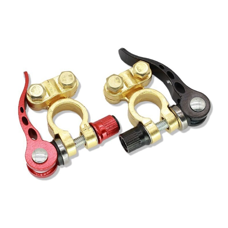 2x Car Battery Terminal Brass Cable Post Terminal Shut-Off Connectors For Car UTV Tractor Battery Protection