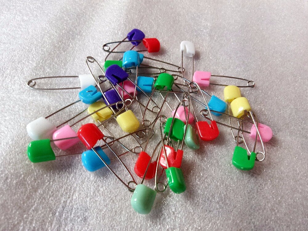 30Pcs Baby Luier Pins Kleurrijke Multipurpose Plastic Veiligheid Head Baby Veiligheidsspelden Ijzeren Pinnen Naalden