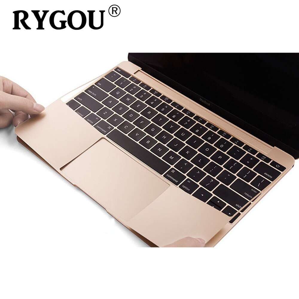 Rygou håndled fuld beskyttelseshuddæksel med pegefeltbeskytter til macbook 12 tommer  a1534 med nethinden display gylden farvefilm
