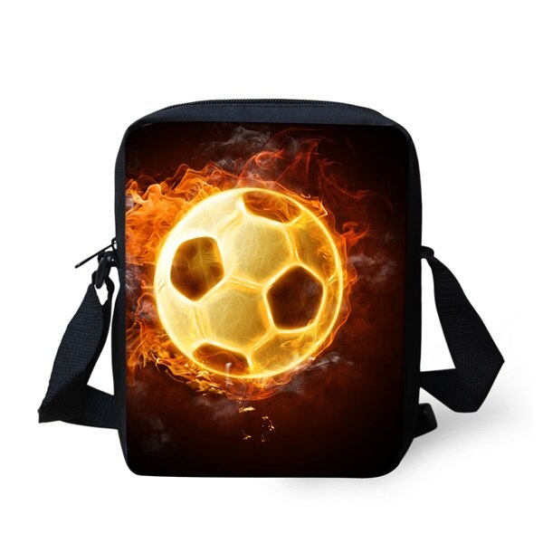 Instantarts cool 3d fire and ice voetbalprint jongens meisjes schooltassen kleuterschool student mini boekentas kinderen messenger bag: H387e