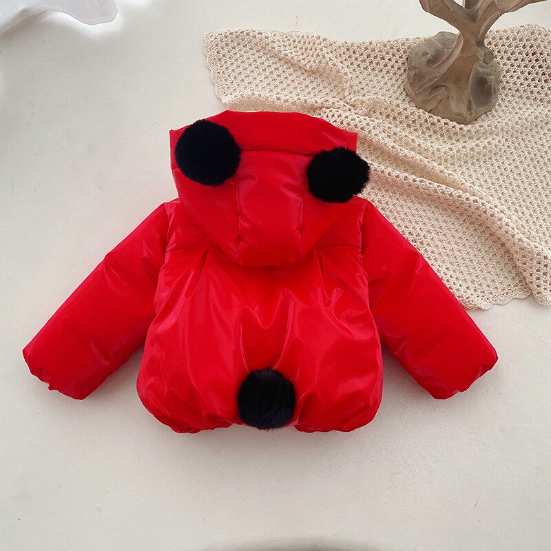 2020 crianças inverno quente do bebê meninas meninos casacos crianças bolas com capuz engrossar veludo parkas casaco outwear casaco s11720: Red / 24 m