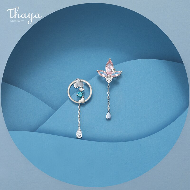 Thaya Original Silber Farbe Nieten Lotus Ohrring Rosa Zirkon Baumeln Für Frauen Ohrring Saison Serie Feine Schmuck