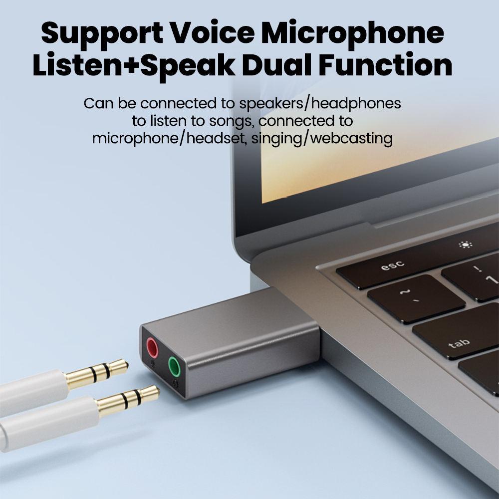 USB To 3.5mm Sound Card External Headphone Adapter Stereo Audio Microphone Sound Card For PC Computer Laptop USB to Audio Jack