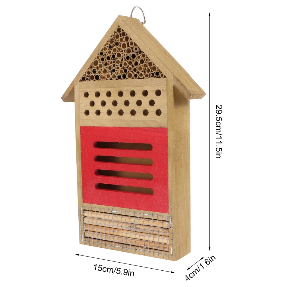 Bee House Hotel for Solitary Bee Outdoor Hanging Wooden Bee House Garden