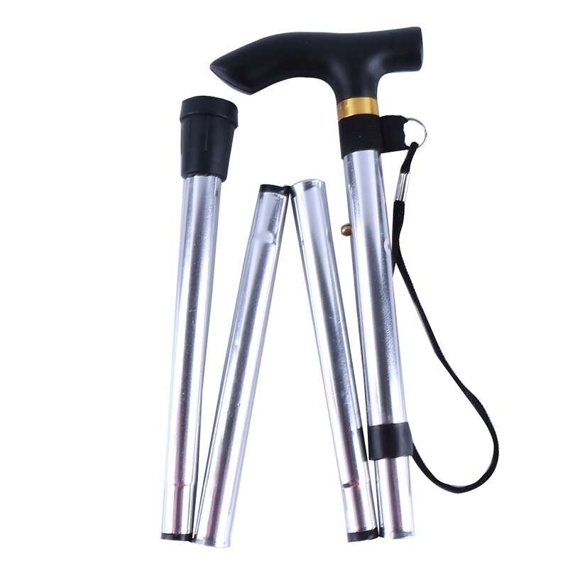 Collapsible Telescopic Folding Cane Elder Cane Walking Trusty Sticks Elder Crutches For Mothers The Elder Fathers: silver