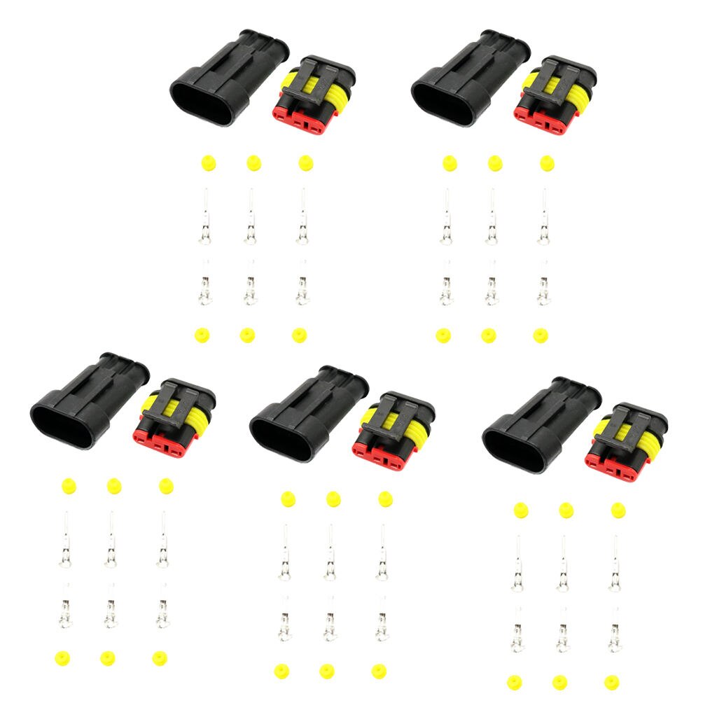 Easy Install Safety 5 Kit Waterproof Electrical Wire Cable 3 Pin Connector