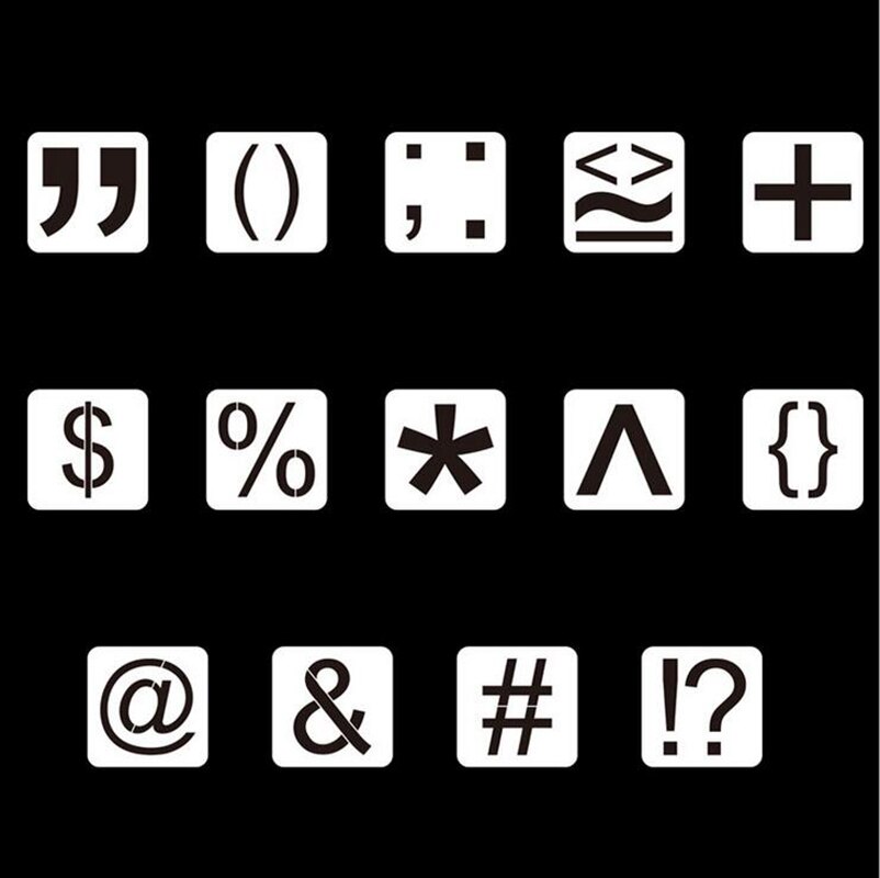 Alphabet and Number Stencils Card Set, Plastic Letter Stencils for Painting Learning DIY Craft Decoration, 4 inches: Symbol