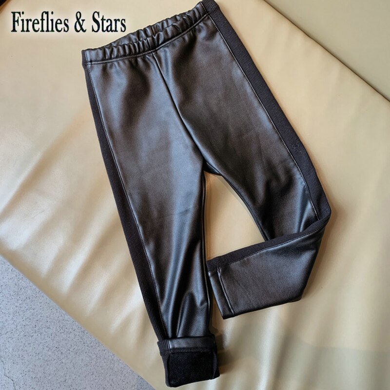 Primavera autunno ragazze Pu Leggings pantaloni Skinny per bambini pantaloni Casual per bambini collant per bambini nuova toppa lavorata a maglia in ecopelle da 3 a 8 anni
