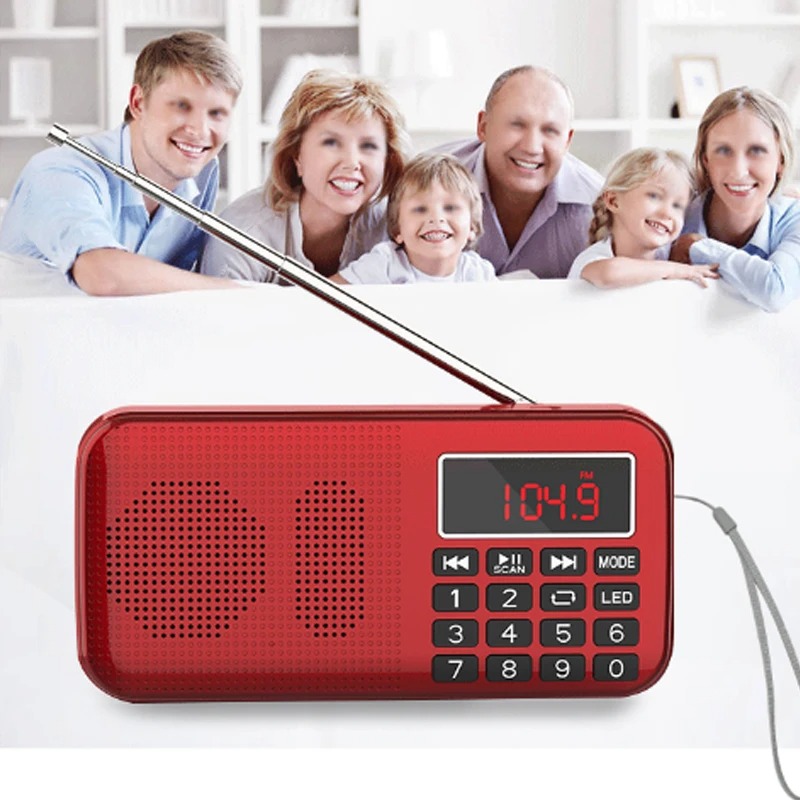 Bärbara fm-radioapparater digitalradio led-display uppladdningsbar radio usb/sd/tf/aux-spelare