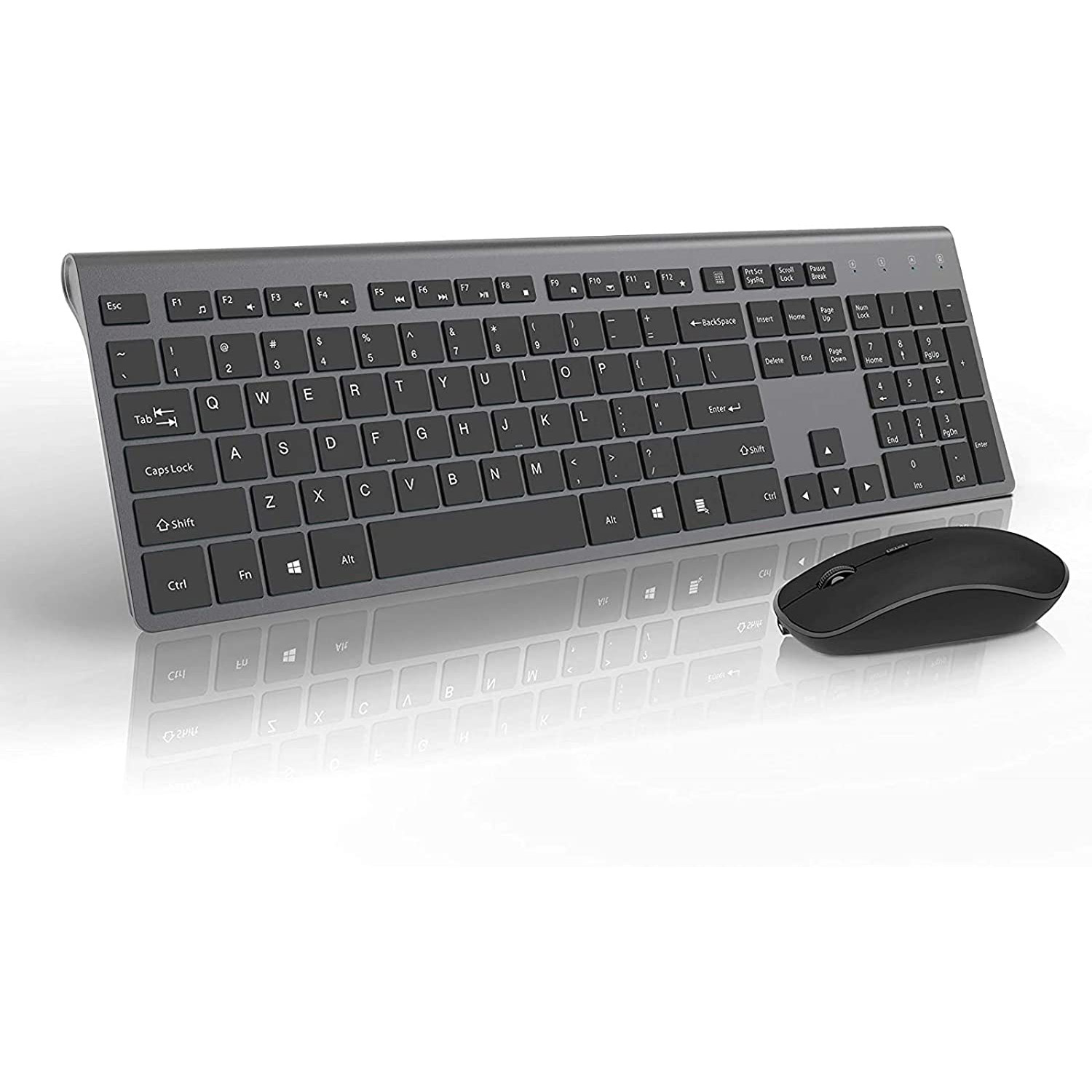 Rechargeable Wireless Keyboard Mouse 2.4G Full Size Thin Ergonomic And Compact For Laptop, PC, Desktop，Computer, Windows