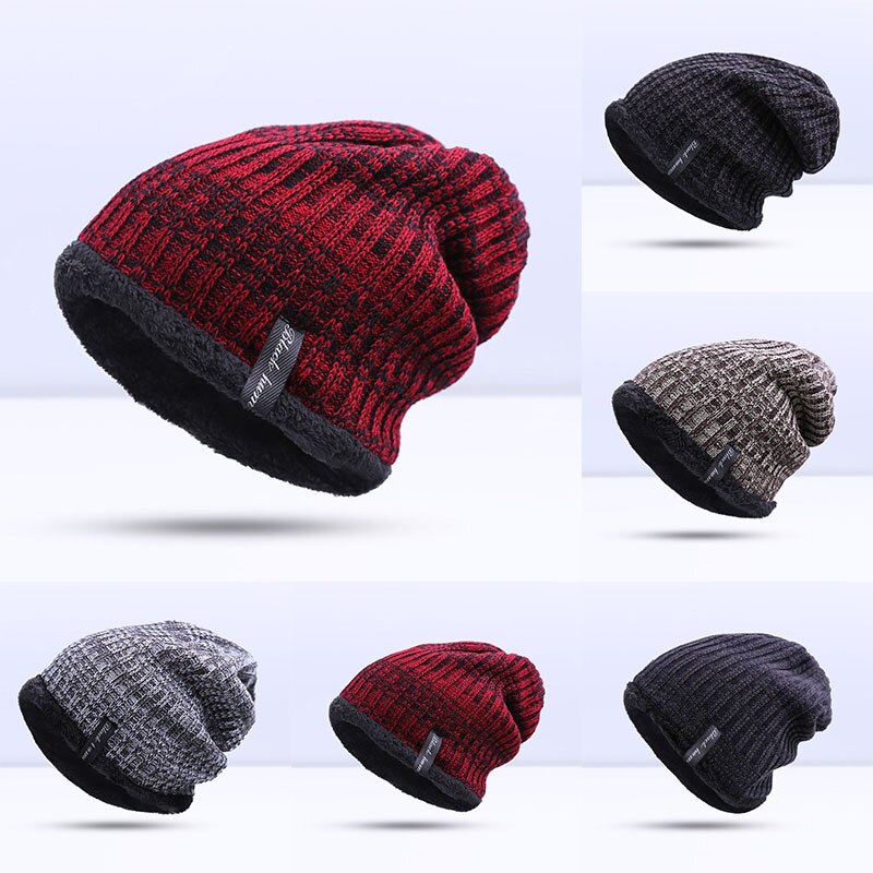 Evrfelan Vintage Winter Hat for Men Casual Knitted Beanies Hats Male Thicken Men's Winter Skullies Cap Plus Velvet Keep Warm