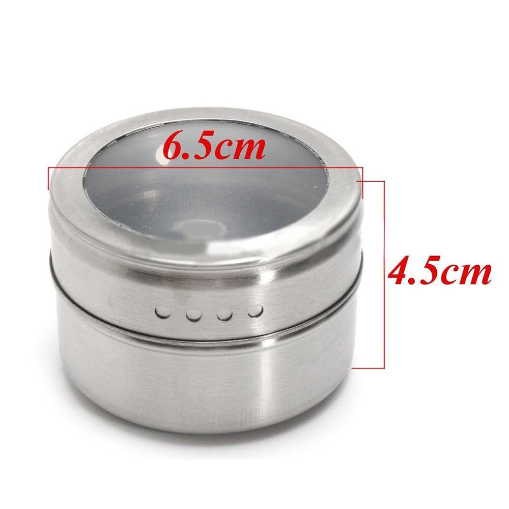 Magnetic Spice Tins Stainless Steel Spice Jars with Clear Shaker Lids Pepper Spice Storage Jars With Spice Labels