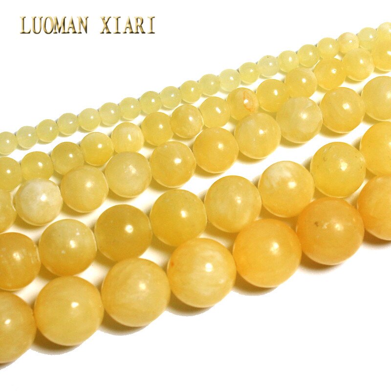 LUOMAN XIARI Round Natural Topaz Jade Stone Beads For Jewelry Making DIY Bracelet Necklace Material 4/ 6/8/10/12mm Strand 15''