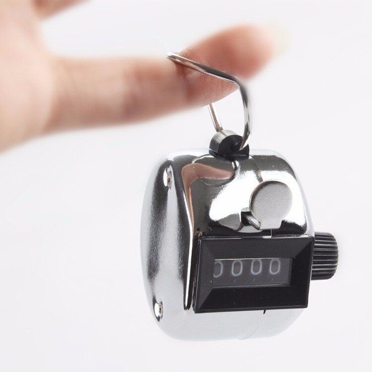Silver Stainless Metal Mini Lap Golf Hand Held Manual 4 Digit Number Farm Hand Golf Football Tally Counter Clicker