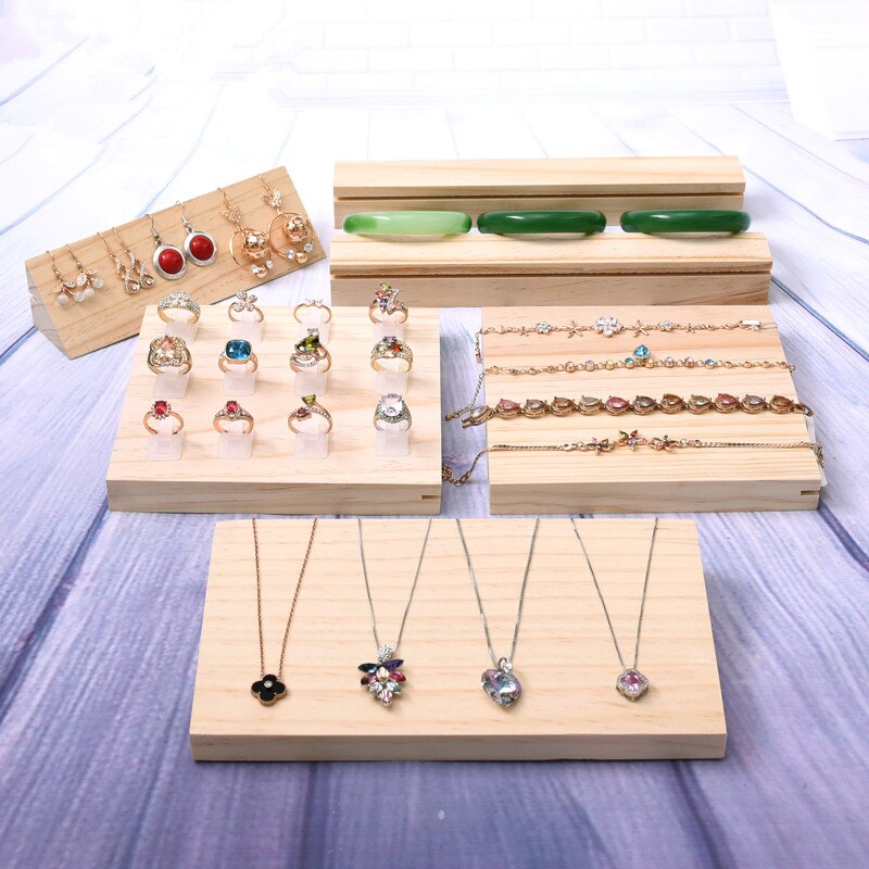 Wood Jewelry Display Tray Wood Ring Tray Pendant Tray Bracelets Display Holder Bangle Holder
