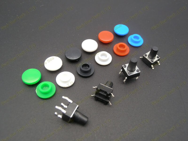 1000 Stuks/pak Tactile Drukknop Cap,Micro-Switch Knop Cap, momentary Tact Cap Multi Color Fit 6*6*9.5Mm Schakelaar