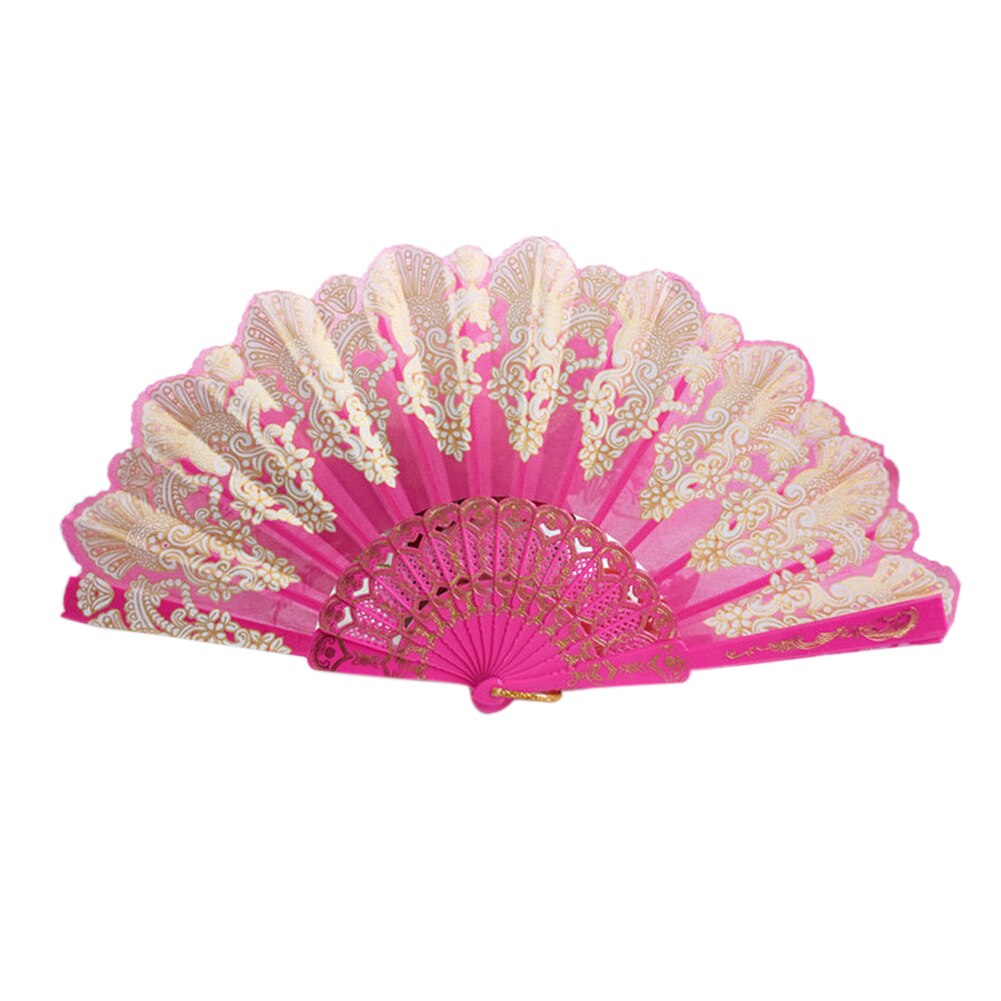 Zomer Vintage Spaanse Stijl Hand Ventilator Vouwen Fans Zijde Fan Dance Wedding Party Event Supplies Kerst Vrouwen Lady: D