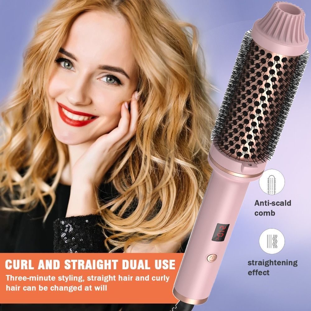 3 IN 1 Thermal Brush LCD Display 5 Temperature Settings Volumizing Brush Ceramic Heated Round Brush Straight and Curly Hair