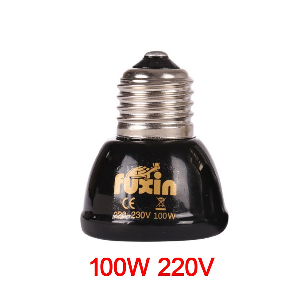 Pet Heating Light Bulb E27 25W 50W 75W 100W Mini Infrared Ceramic Emitter Heat Lamp Bulb Black for Reptile Pet Brooder 110V/220V: 100W 220V
