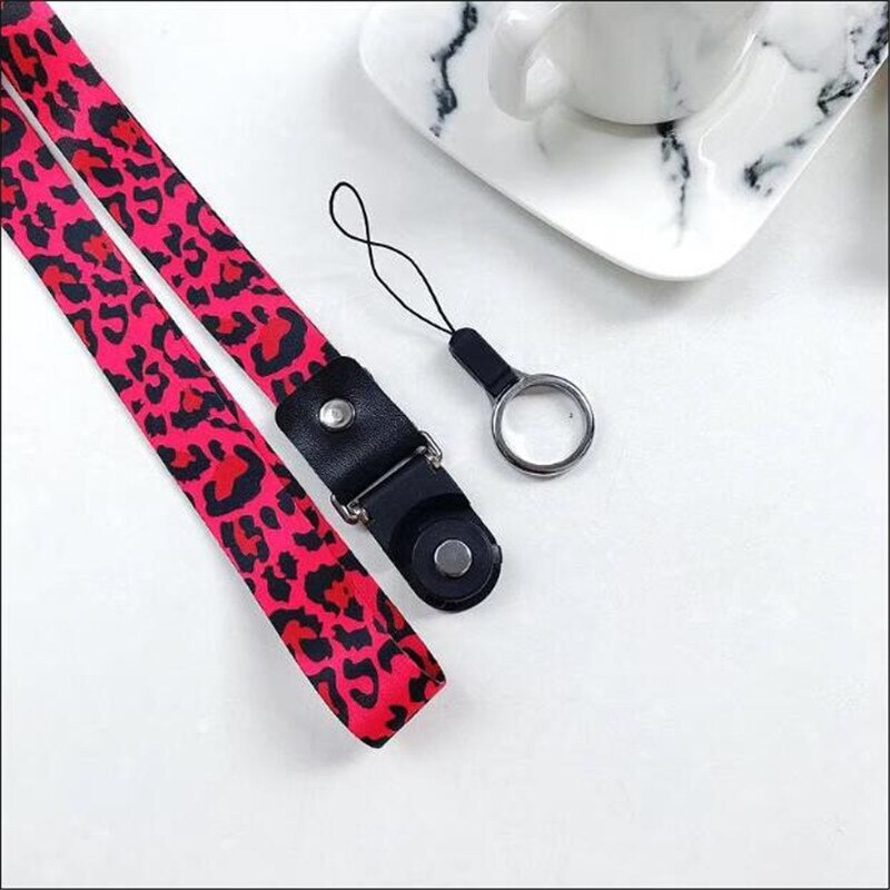 UVR Mobile Phone Straps Leopard print Phone holder Key Lanyard Cheetah ID Badge Holders Animal Phone Neck Straps with Keyring