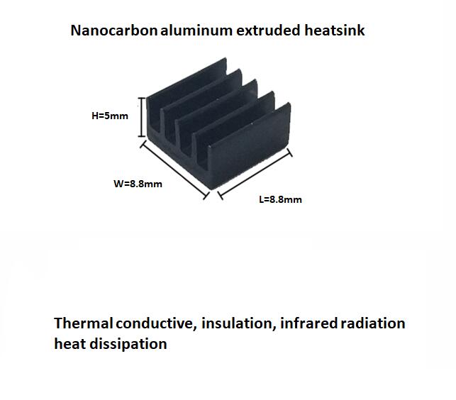 Nanocarbon Aluminium Geëxtrudeerd Radiator Aluminium Profiel Koellichaam 8.8*8.8*5 Mm 100 Stks/partij