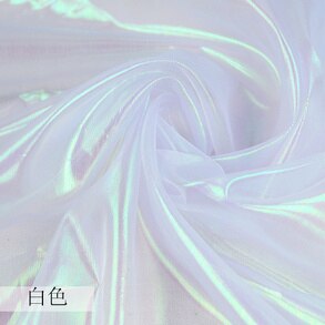1 Meter Schleier transparent Holographische Stoff Fluoreszierende Stoffe Bunte Glänzende Blick Stoff Bühne Hochzeit Dekor: baise