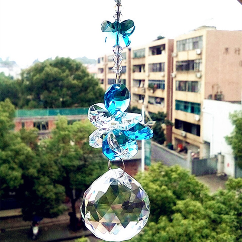 Guirlande Chakra Spectra 1Pcs Aque Kleur Kristal Glas Suncatcher Hangers Voor Thuis Decoratie, Kerstboom Opknoping Druppels