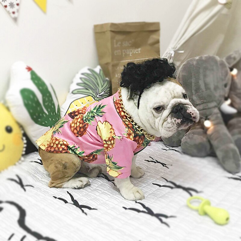 [mpk butik] ananas-t-shirt til franske bulldogs, sød fancy hundedragt, fritidstøj til hunde