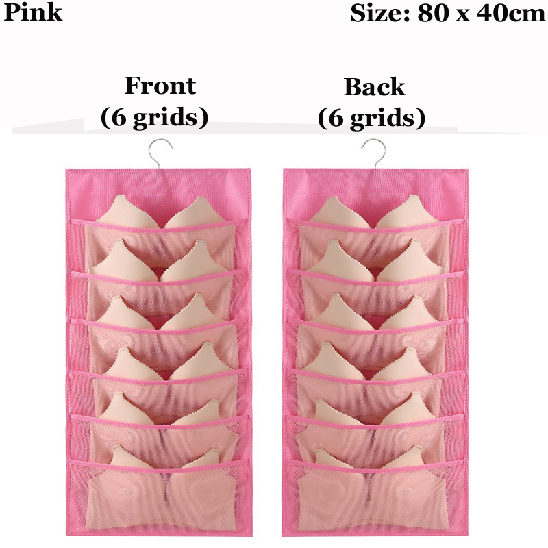 Double-sided Mesh Wardrobe Storage Hanging Organizers For Underwear Bra Socks Necktie Folding Closet Clothing Rack Hanger: C07