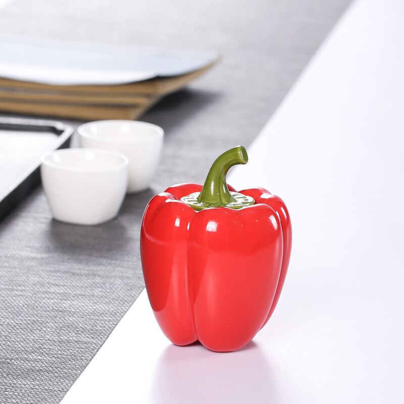 Pepper Shape Ceramic Tea Pot Ceramic Sealed Storage Tank Table Decoration Storage Containers Kitchen Seasoning Porcelain Jar