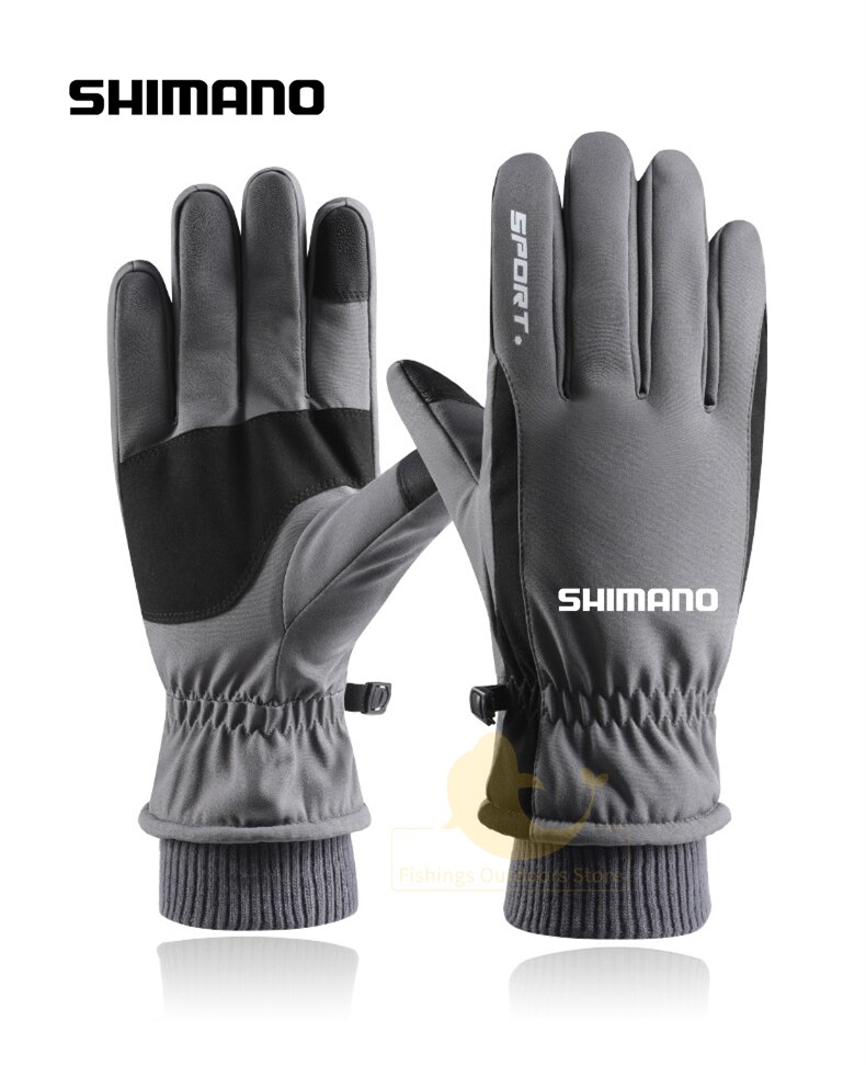 Shimano-guantes cálidos de ciclismo para hombre, manoplas de invierno para deportes al aire libre, esquí, pesca, pantalla táctil, antideslizantes, resistentes al viento e impermeables, novedad