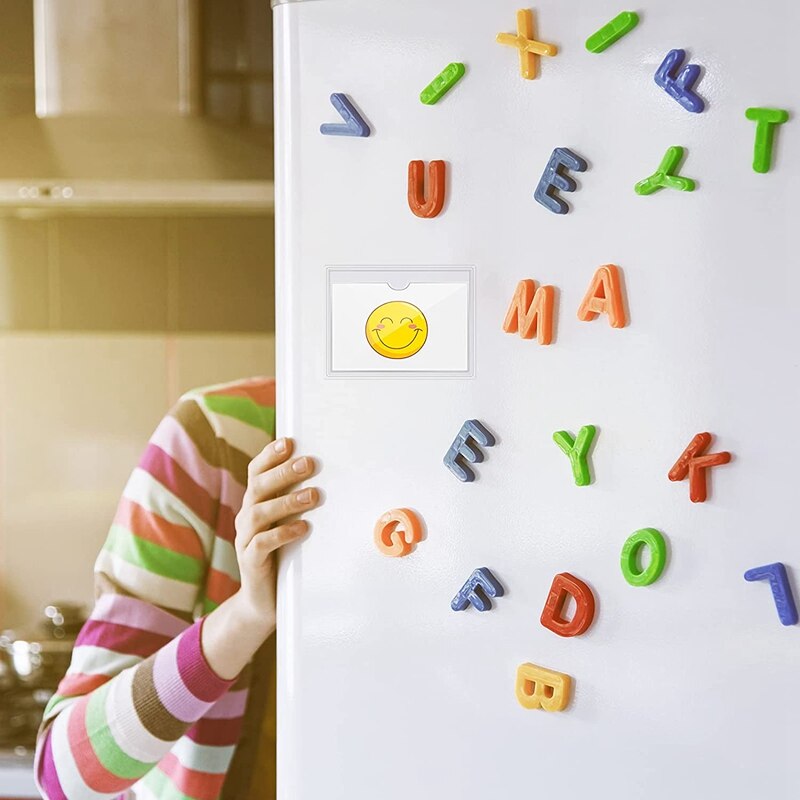 Practical 50Pcs Self-Adhesive Label Card Holder Index Pockets Holder 2 Sizes Clear Card Holder Adhesive Label Holder Card Sleeve