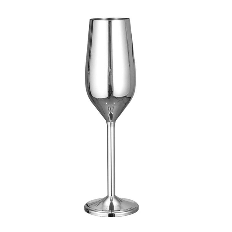 Champagne Glasses Brushed Gold Wedding Toasting Champagne Flutes Shatterproof Stainless Drink Cup Party Marriage Wine: Silver