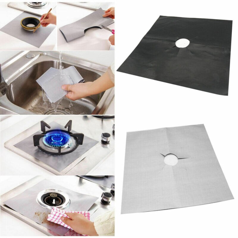 Protecteurs de poêle à gaz revêtement de couverture | Ensemble de 4 pièces/ensemble de cuisinière à gaz, feuille d'aluminium, protection de tapis propre de cuisinière, protection de Stovetop, accessoires de cuisine