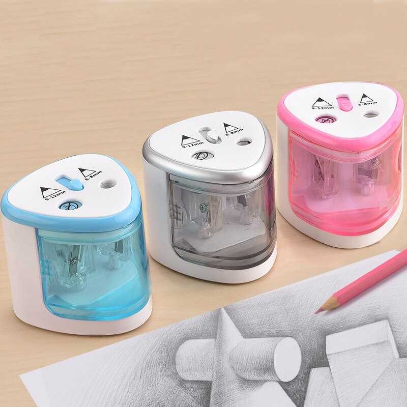 2 Double Pencil Sharpener Tool Changer 3 Color Holes Home School Office Desktop Automatic Electric Students Supplies Safety