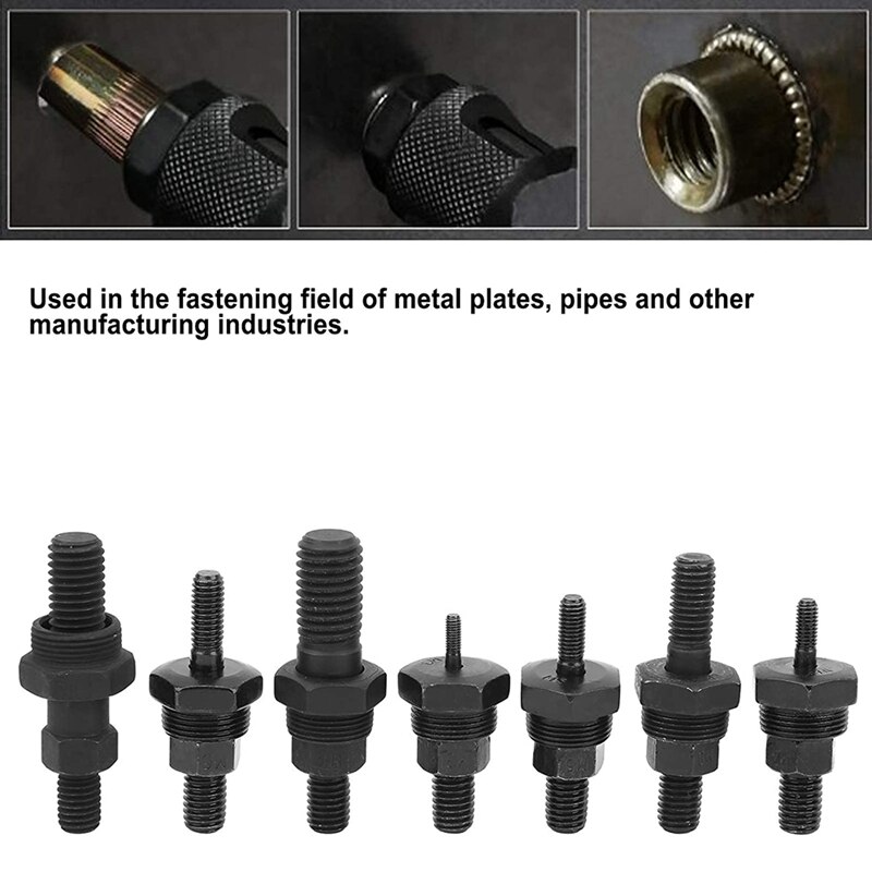 7PCS Metric M3 M4 M5 M6 M8 M10 M12 Rivet Nut Mandrel and Nose Piece Riveter Tip Spare Part