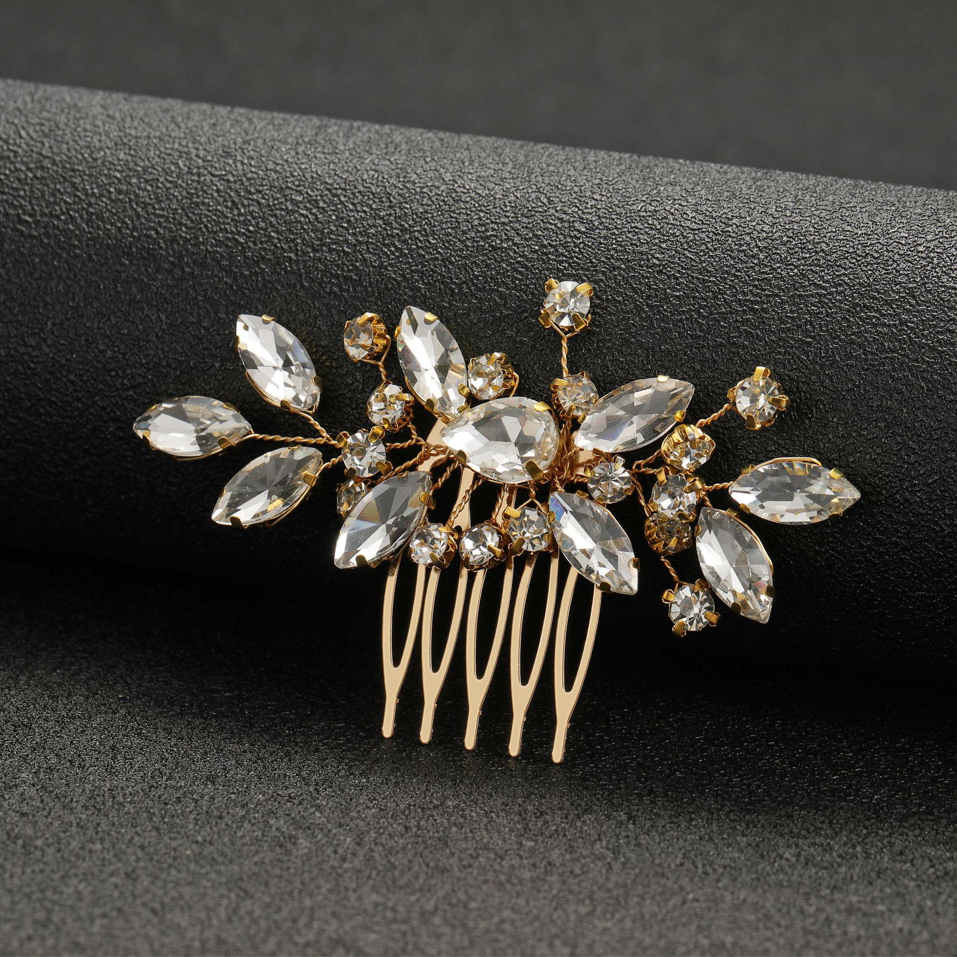 Peineta para el pelo de boda, horquillas y pinzas para el pelo de perlas para mujer, tocado de novia con diamantes de imitación, accesorios de joyas para el cabello de novia, 2025: RED