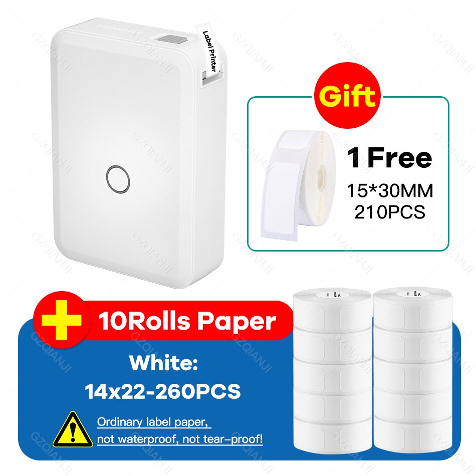Niimbot D110 Paper Sticker Wireless Label Printer Pocket Handheld Printer Thermal Price Label Sticker Marker Home Office USE: Add 10 White Label