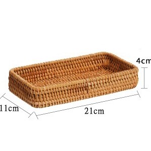 Rotting serveringsbrickor vävd bröd förvaring korg korg tallrik hanterar frukost dricka mellanmål soffbord frukt arrangör display: Dessert-liten
