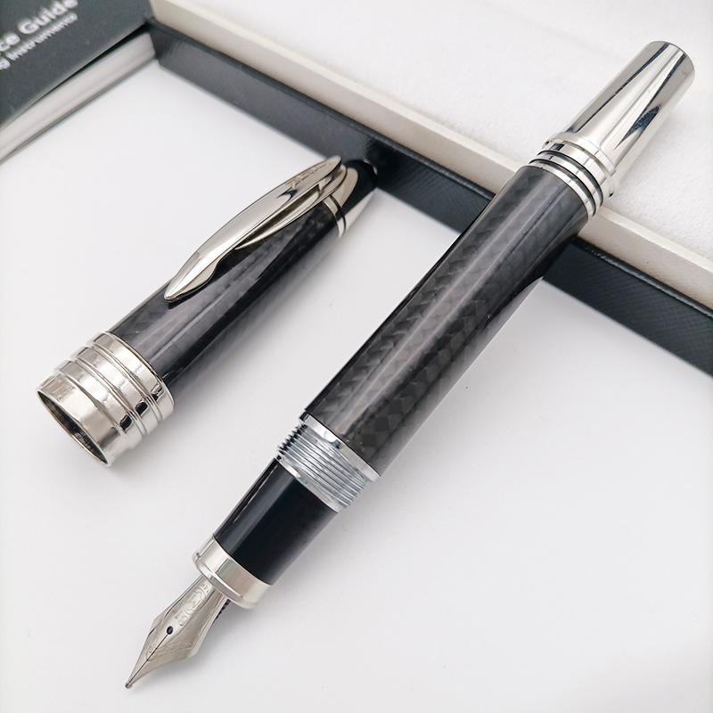 John Kennedy Carbon Fiber Rollerball Ballpoint pen Dark Blue Fountain Pen Writing Stationery with JFK Clip: Yellow / Red