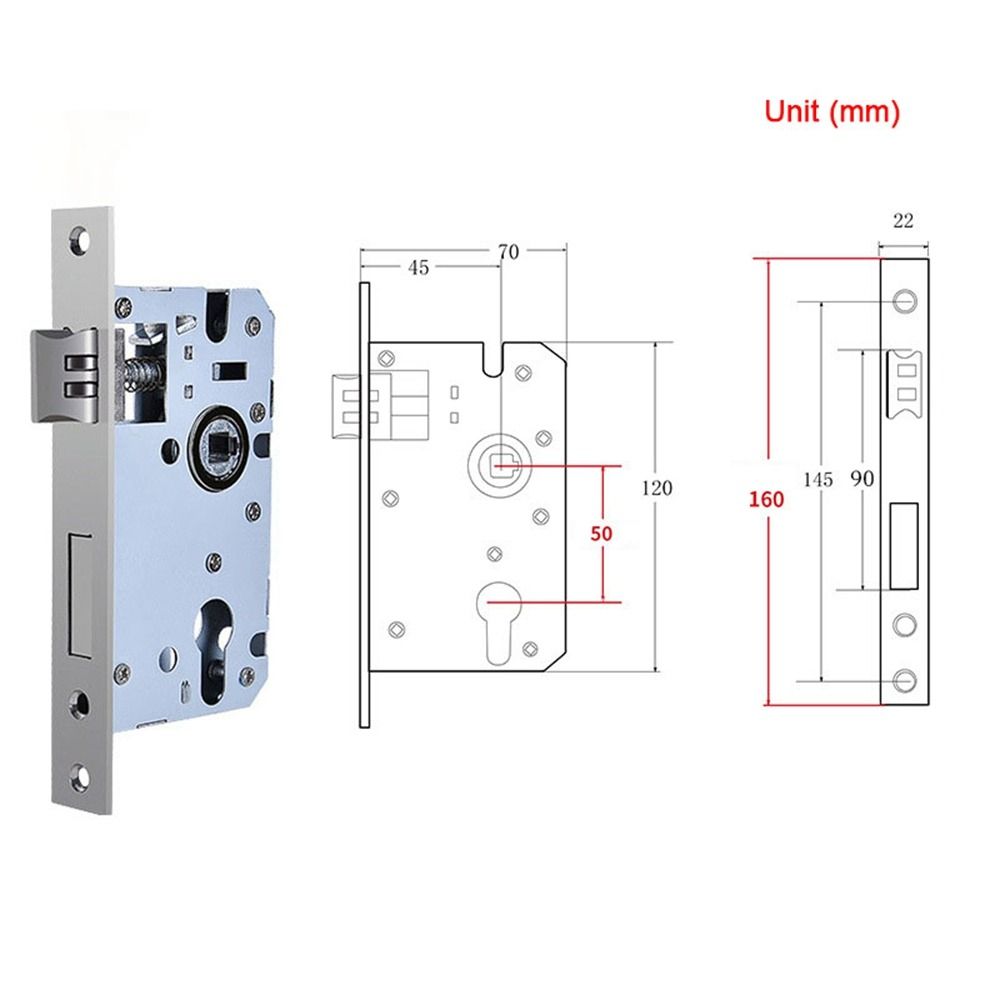 Stainless Steel Door Lock Cylinder Silent Security Mechanical Lock Replacement Spare Parts Door Handle Lock Door: Brown