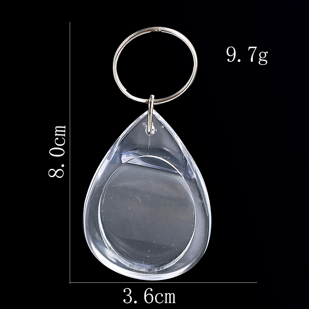 1pcs Rectangle Oval Transparent Keychain Blank Acrylic Insert Photo Keychain Frame Keyring Tassels Snap-In Custom Insert Photo: Red