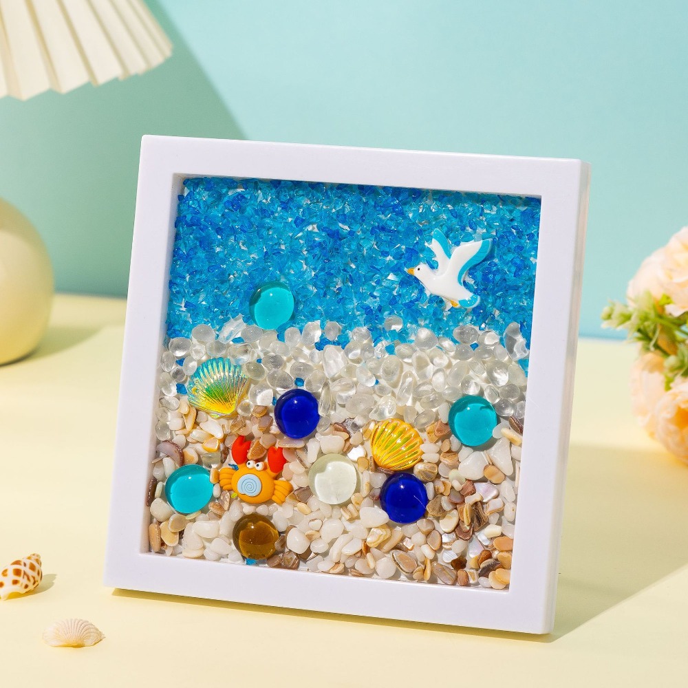 Multicolor DIY Photo Frame Wood Material 3D 3D Ocean Scenery Painting Cartoon Handmade Photo Wood Frame Scrapbooking: Multicolor