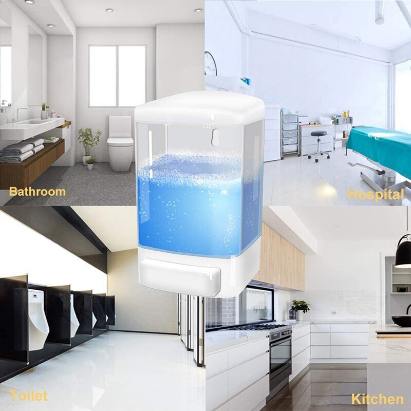 Manual Soap Dispenser 33.8Oz/1000Ml Wall Mount Soap Dispenser Bathroom Commercial Soap Dispenser for Kitchen Restaurant