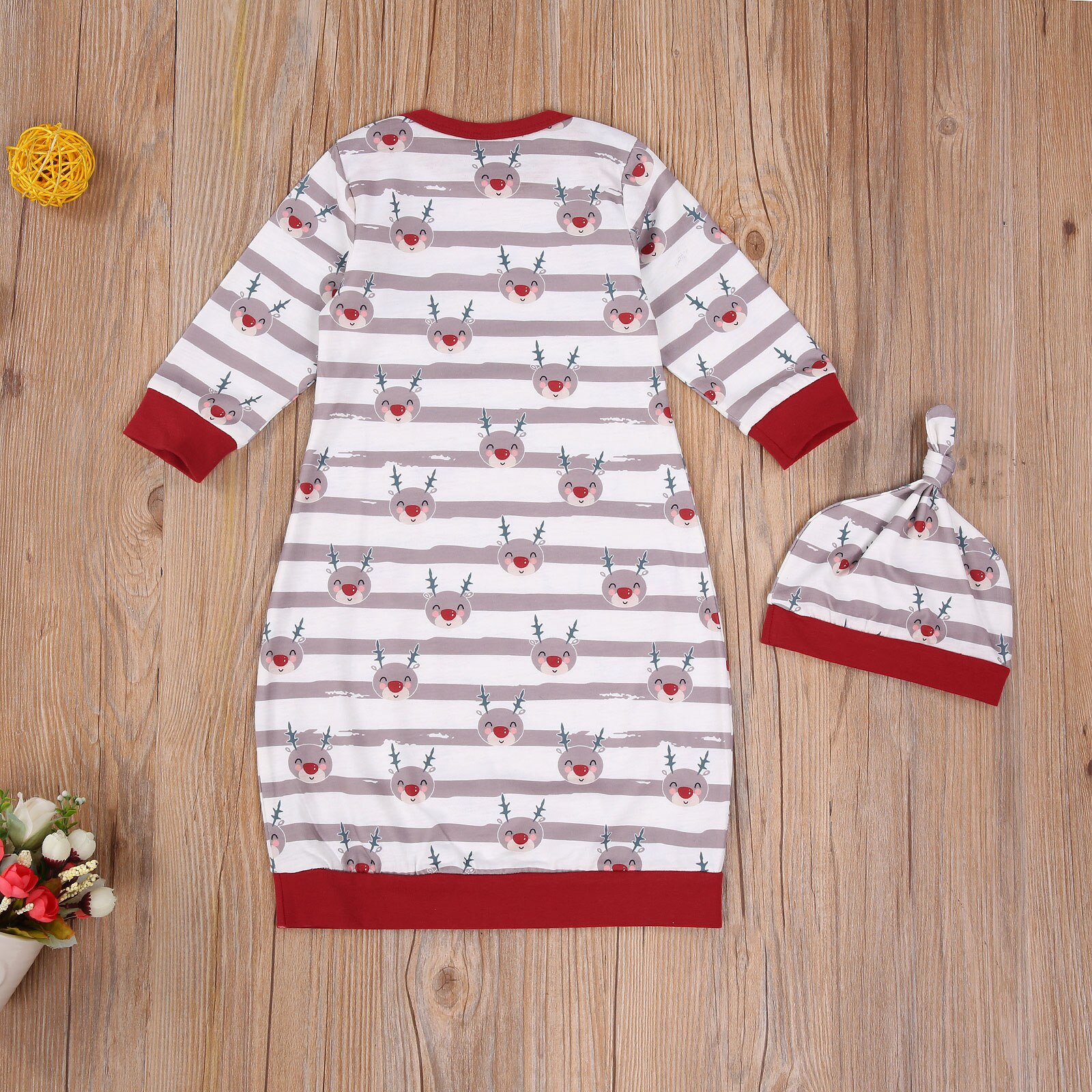 Peuter Baby Baby Meisje Jongen Nachtkleding Gewaden Set Hoed 2 Stuks Lente Herfst Lange Mouw Ronde Hals Kostuum Homewear Kleding