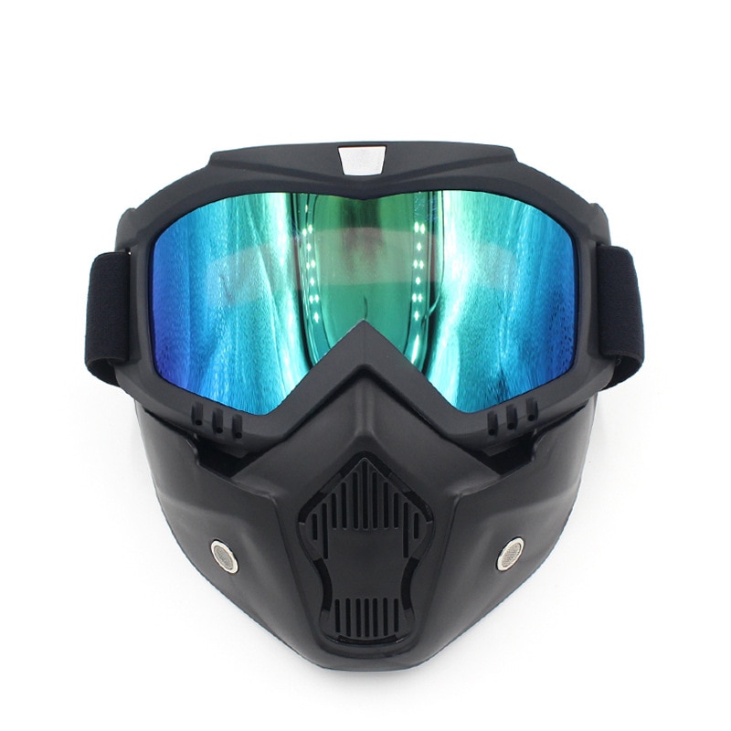 Máscara de polvo de cara de motocicleta desmontable gafas de Motocross Filtro de boca para Cafe Racer Modular Open Face Moto Vintage cascos