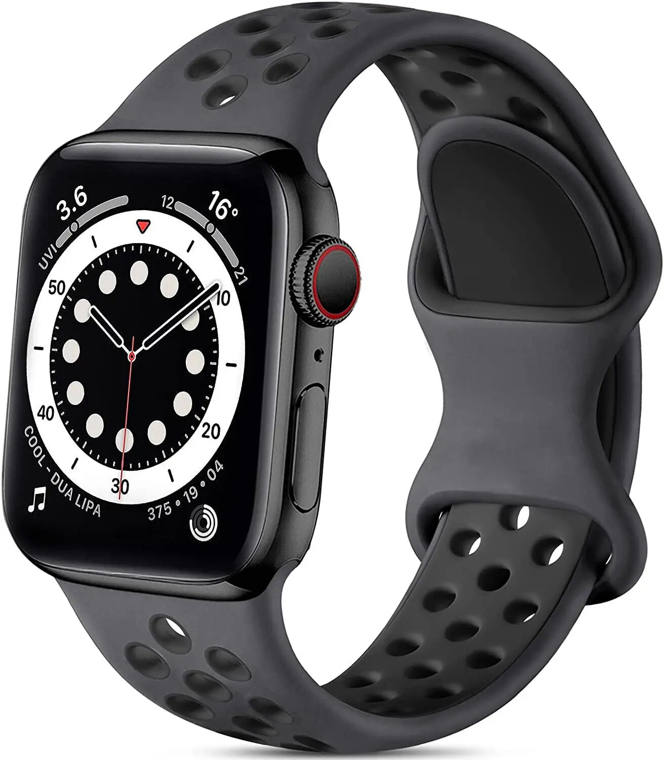Bracelet de montre en silicone de sport de poignet de remplacement double pour la série Apple IWatch: Black / Autre