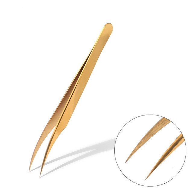 Nail Art Rhinestones Tweezers Stainless Steel Curved Straight Tweezer Nipper Picking Sequins Beads Stickers Nail Art Tool: Brown