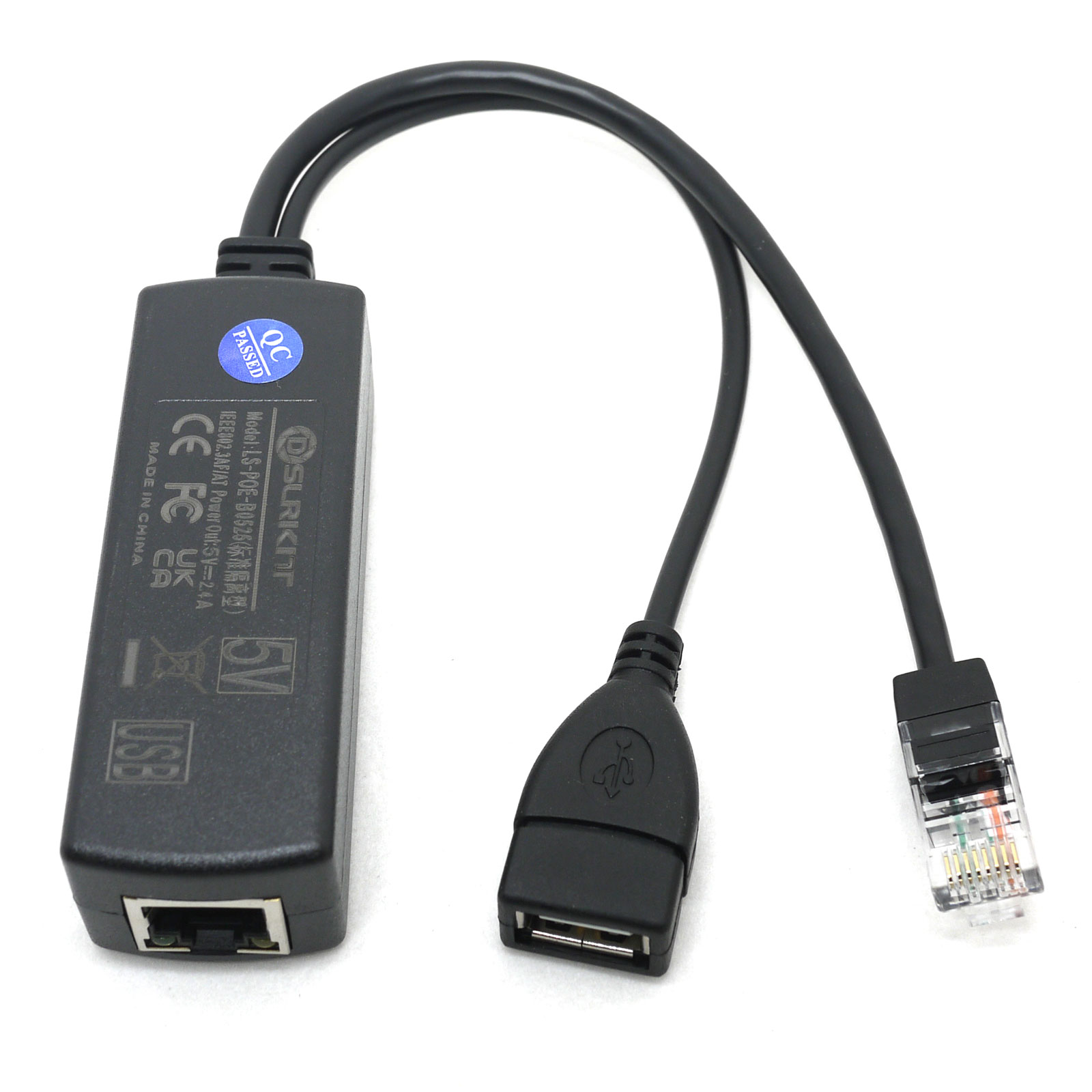 Cable adaptador DSLRKIT Poe activo divisor de 48V A 5V 5,2 V 2.4A USB tipo A hembra 802.3af para tablet