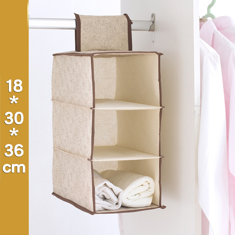 Wardrobe Hanging Organizer Storage Drawer for Clothes Cotton Linen Sundries Box Baskets Underwear Organizador De Bolsos De Mujer: 3 layers rectangle